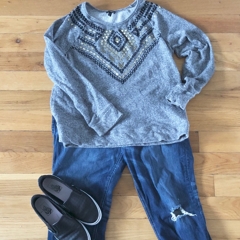 Intricately beaded&stitched cozy Express sweater